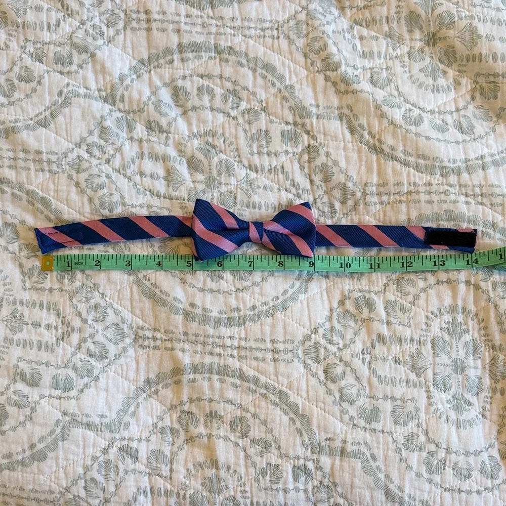 Classic Kids Bow Tie in Navy Blue and Pink Stripe